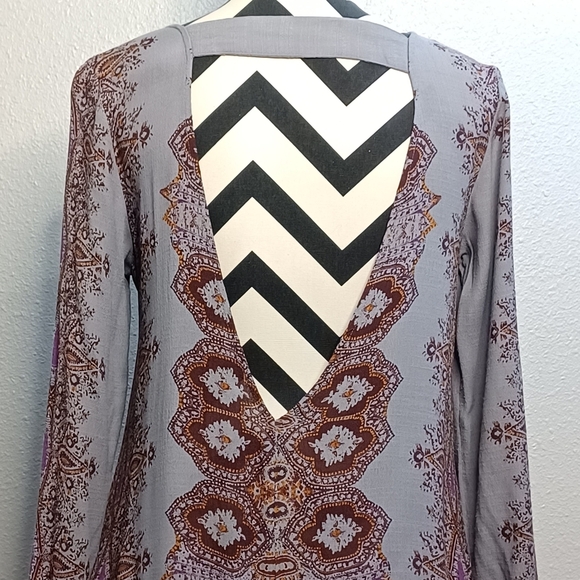 Free People Boho Smooth Talk Open Back Goth Fairy Grunge Tunic Mini Dress - Picture 6 of 13